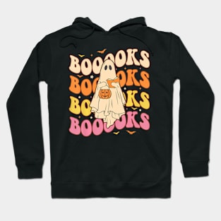 Booooks Groovy Cute Ghost Book Reading Halloween Hoodie